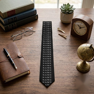 Corbata Simple Negro Personalizado Agrega Tu Nombre Elegan