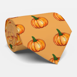 Corbata Simple Orange Pumpkin Pattern