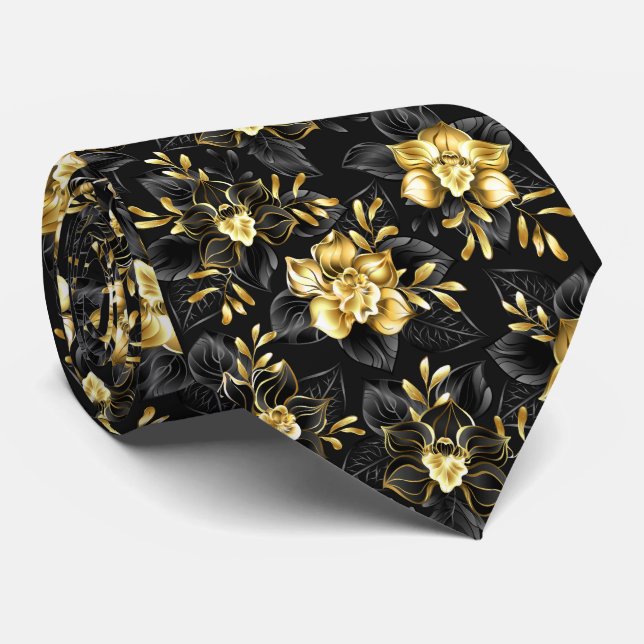 Corbata Sin inconvenientes con las orquídeas de joyas (Enrollado)