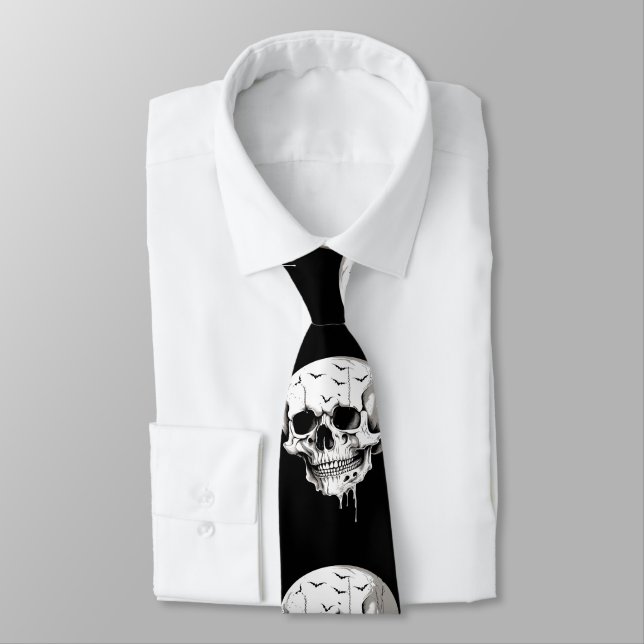 Corbata Siniestro cráneo derretido de Halloween con imagin (Atado)