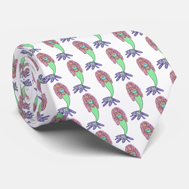 Corbata sirena arcoíris rosa azul morado verde negro rizad (Enrollado)