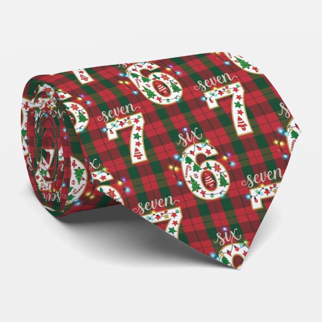 Corbata Six Seven Plaid Funny Xmas Lights 67 Christmas (Enrollado)