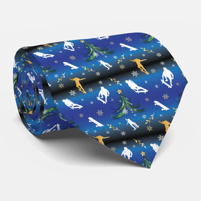 Corbata Skateboarding Christmas Tree Skateboarder (Enrollado)