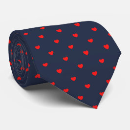 Corbata Skaymarts Navy Blue Red Heart Design Neck Tie