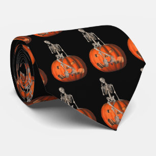 Corbata Skeleton Jack O Lantern Funny Halloween