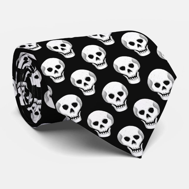 Corbata Skull Pattern de Halloween (Enrollado)