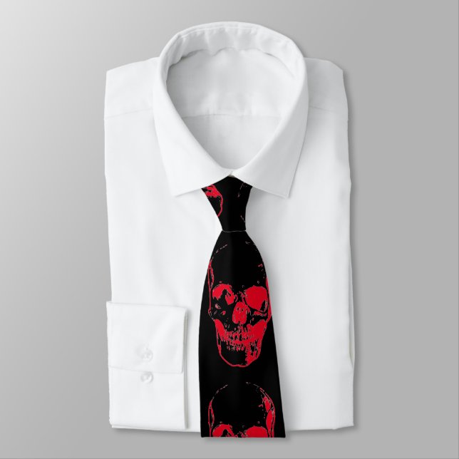 Corbata Skull Pop Art Black & Red (Atado)
