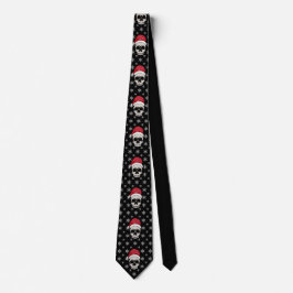 Corbata Skull Santa Snowflakes Black