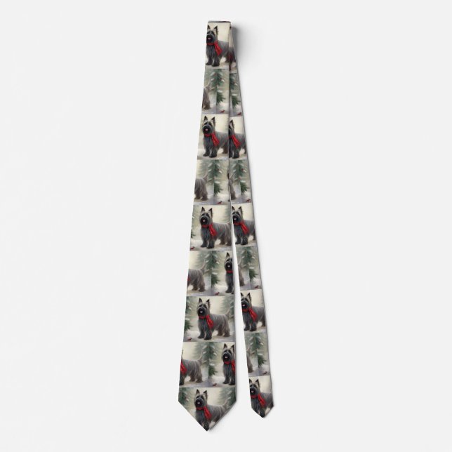 Corbata Skye Terrier Perro en Navidad Nieve  (Anverso)