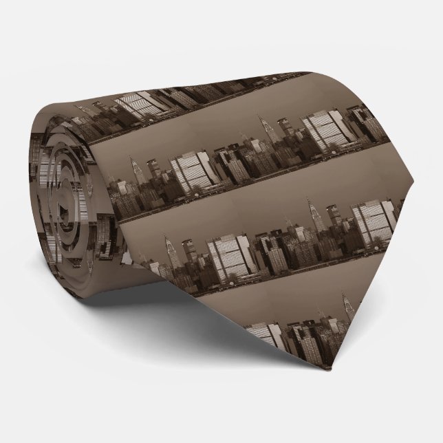Corbata Skyline Sepia New York (Enrollado)