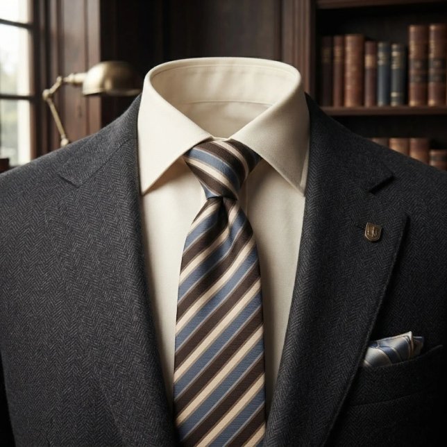 Corbata Slate Blue Espresso Cream Raya (Subido por el creador)