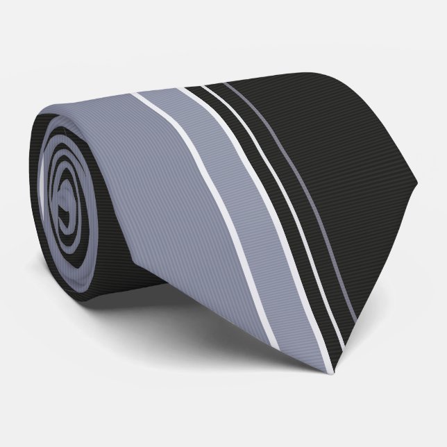 Corbata Slate Gray & Black Pinstriped (Enrollado)