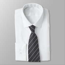 Corbata Sleek Charcoal Gray & Silver Diagonal Pinstripe