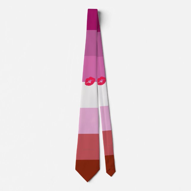 Corbata SlipperyJoe lápiz labial bandera de orgullo lésbic (Anverso)
