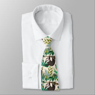 Corbata Sloth In Tree Hand Drawn Pattern