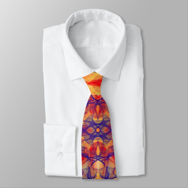 Corbata SMOKE naranja - Arte fractal - Canto de cuello (Atado)