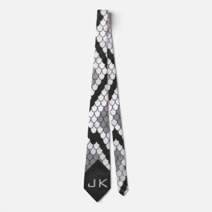 Corbata Snakeskin Gray, White, and Black Monogrammed
