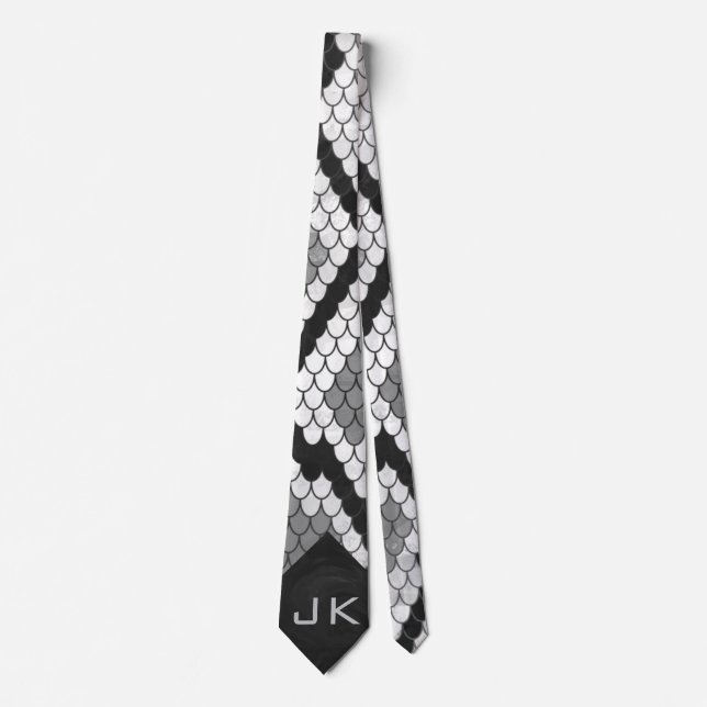 Corbata Snakeskin Gray, White, and Black Monogrammed (Anverso)