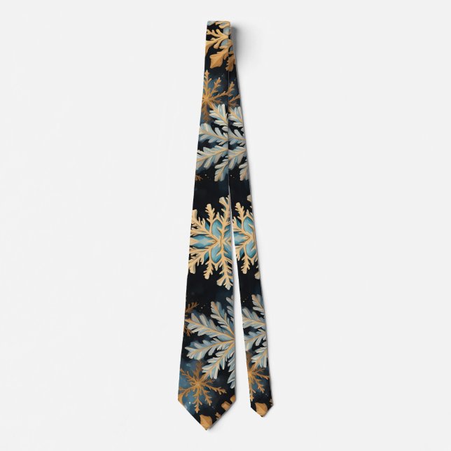 Corbata Snflakes Magic Navidades Black Gold Blue (Anverso)