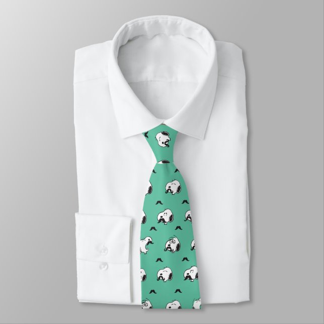 Corbata Snoopy Mustaches & Teal Pattern (Atado)