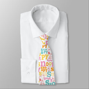 Corbata Snoopy Pastel Text Pattern
