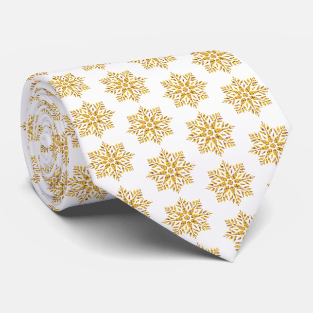 Corbata Snowflake Plaid Pattern Yellow Neck Tie (Enrollado)