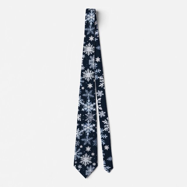Corbata Snowflakes Winter Design Blue Cold Cute (Anverso)