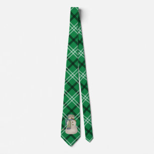 Corbata Snowman en vacaciones verdes y blancas