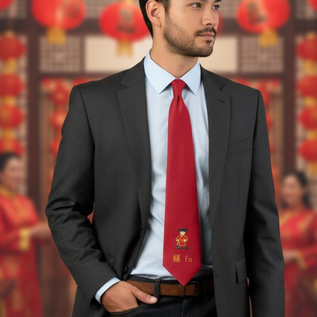 Corbata Sobre rojo con Fu - Señal de buena suerte (Subido por el creador)
