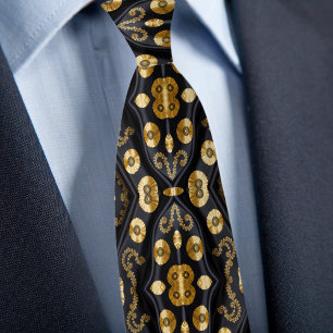 Corbata Sofisticado oro en negro