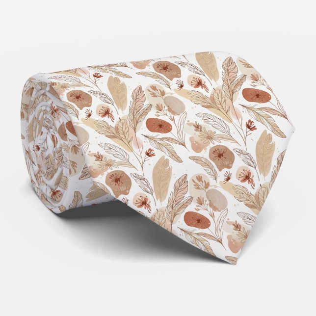 Corbata Soft Beige & Terracotta Pampas & Meadow Flowers (Enrollado)