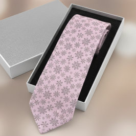 Corbata Soft Pink Christmas w/ Elegant Snowflakes