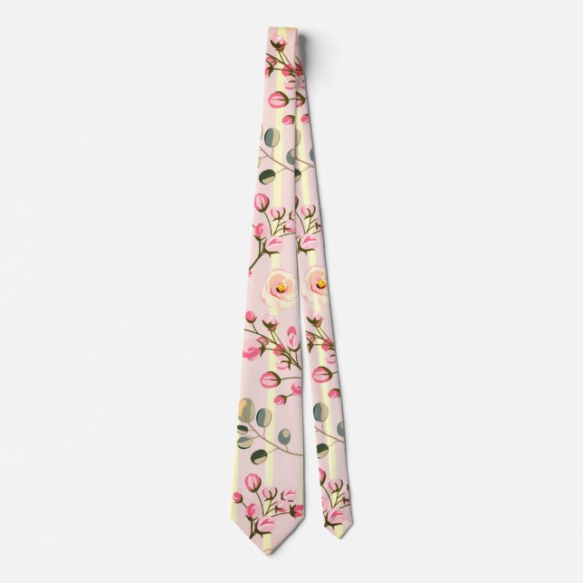 Corbata Soft Pink Floral Stripe Pattern (Anverso)
