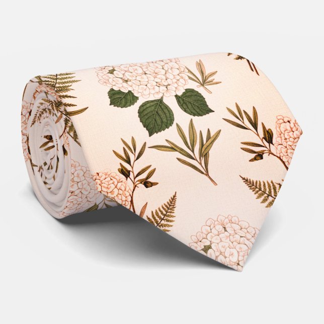 Corbata  Soft Pink & Sage Botanical  (Enrollado)