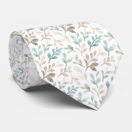 Corbata Soft Sage and Ochre Watercolor Leaves Pattern 