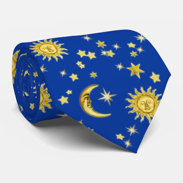 Corbata Sol, Luna y Estrellas Empate (Enrollado)