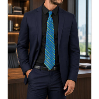 Corbata Solazure Azul Real y Amarillo Estampado