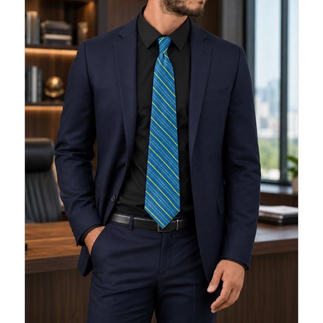 Corbata Solazure Azul Real y Amarillo Estampado (Subido por el creador)