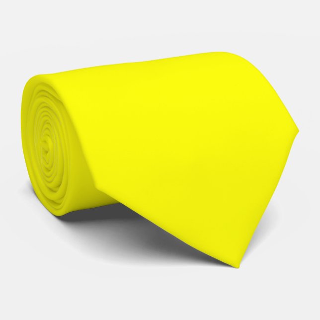 Corbata Sólido Plano de Color Amarillo (Enrollado)