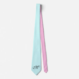 Corbata Solo fondo de color - rosa azul claro + monograma
