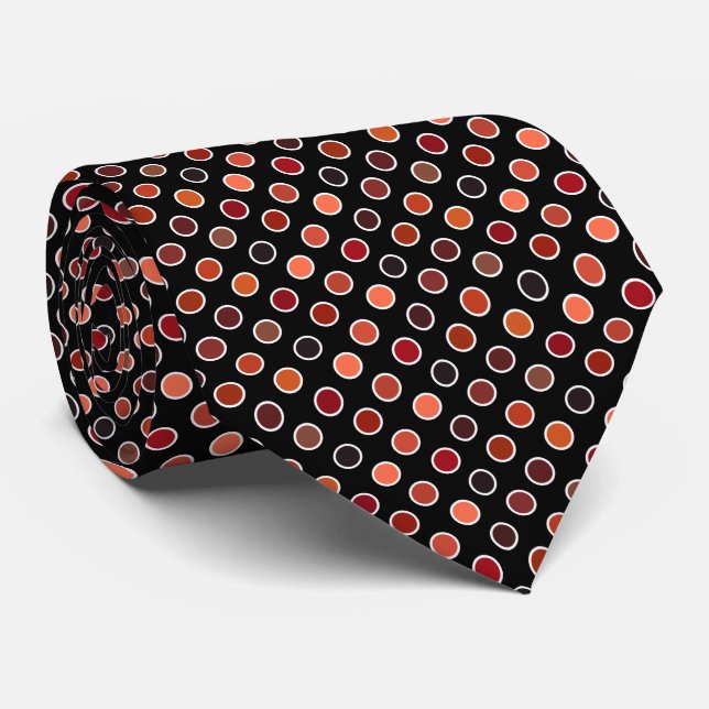 Corbata Sombras de salsa roja, puntos de polka en negro (Enrollado)
