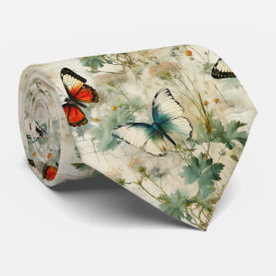 Corbata Soñador Jardín de Campo Mariposa Floral Azul Turqu