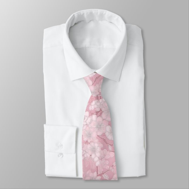 Corbata Sophisticated Cherry Blossom Floral  (Atado)