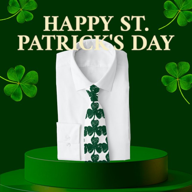 Corbata Sordera De Lápiz De Estilo Irlandés (Irish Luck Stylish Grunge Clover Leaf Neck Tie)