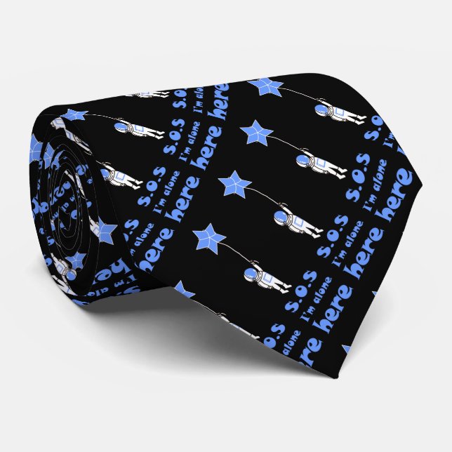 Corbata SOS Estoy solo aquí, astronauta (Enrollado)
