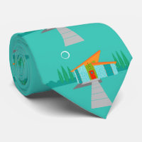 Space Age Cartoon House Tie