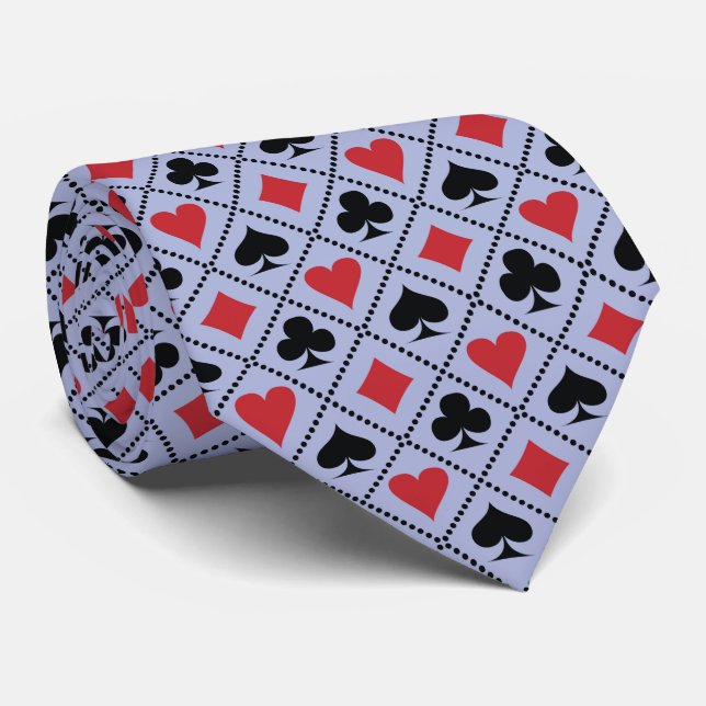 Corbata Spade, diamond, heart & club, playing card pattern (Enrollado)