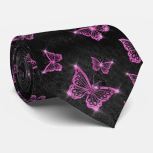 Corbata Sparkle Glam Hot Pink Butterflies