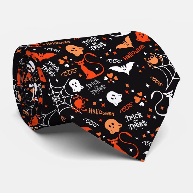 Corbata Spider Bat Cat Fantasma Fantasma Halloween (Enrollado)
