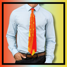 Corbata Splatter Art Citrus Naranja Arte abstracto amarill
